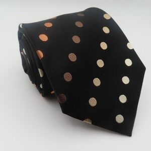 BCBG Tie Silk Black Orange Purple Polka Dot 3.5" 58" Long Hand Made